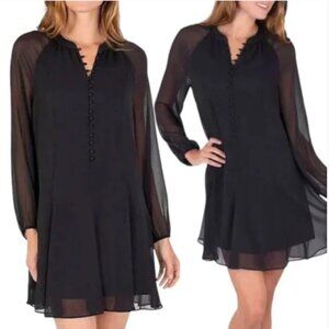 Joie Sheer Balloon Sleeve Black Dress- Size Large